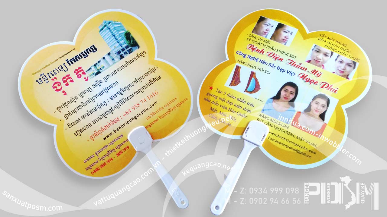 In quạt nhựa cầm tay quảng cáo Ngọc phú